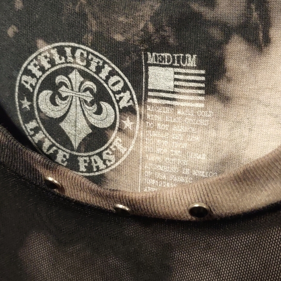 "Affliction" Sparkle With Mesh Sleeveless Top. Size M. - Picture 4 of 10